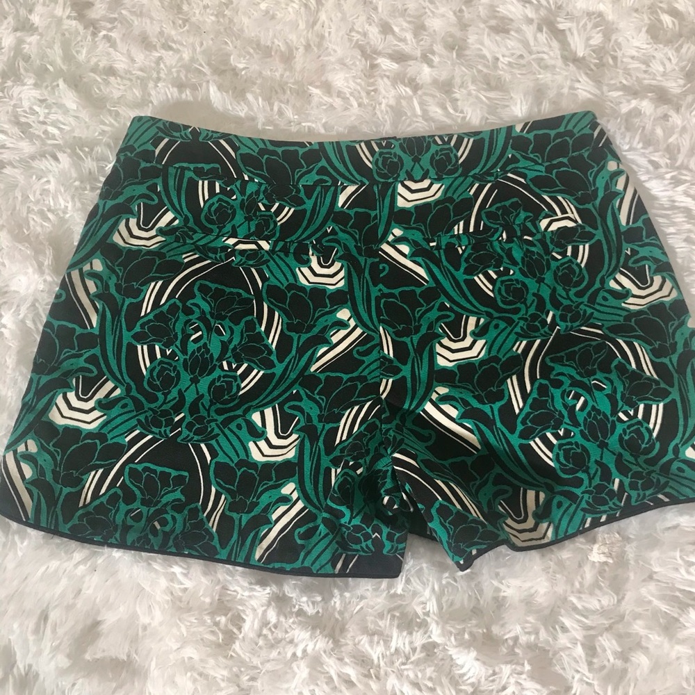 J. Crew Green High-Waist Piped Pattern Shorts Sz 6 - Picture 7 of 9